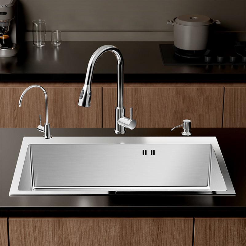 Classic Style Kitchen Sink Set Stainless Steel Corrosion Resistant Kitchen Sink Set Clearhalo 'Home Improvement' 'home_improvement' 'home_improvement_kitchen_sinks' 'Kitchen Remodel & Kitchen Fixtures' 'Kitchen Sinks & Faucet Components' 'Kitchen Sinks' 'kitchen_sinks' 6311728