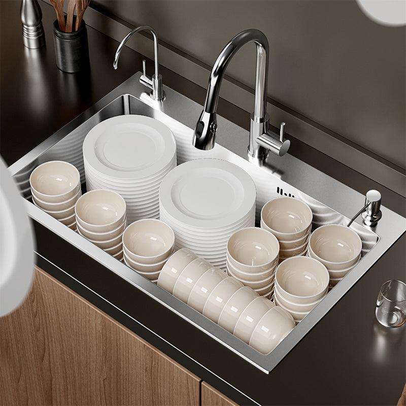 Classic Style Kitchen Sink Set Stainless Steel Corrosion Resistant Kitchen Sink Set Clearhalo 'Home Improvement' 'home_improvement' 'home_improvement_kitchen_sinks' 'Kitchen Remodel & Kitchen Fixtures' 'Kitchen Sinks & Faucet Components' 'Kitchen Sinks' 'kitchen_sinks' 6311729