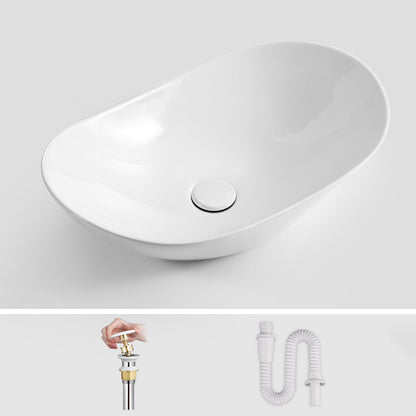 Modern Bathroom Sink Pop-Up Drain Porcelain Oval-Shape Vessel Bathroom Sink White Sink Clearhalo 'Bathroom Remodel & Bathroom Fixtures' 'Bathroom Sinks & Faucet Components' 'Bathroom Sinks' 'bathroom_sink' 'Home Improvement' 'home_improvement' 'home_improvement_bathroom_sink' 6311849