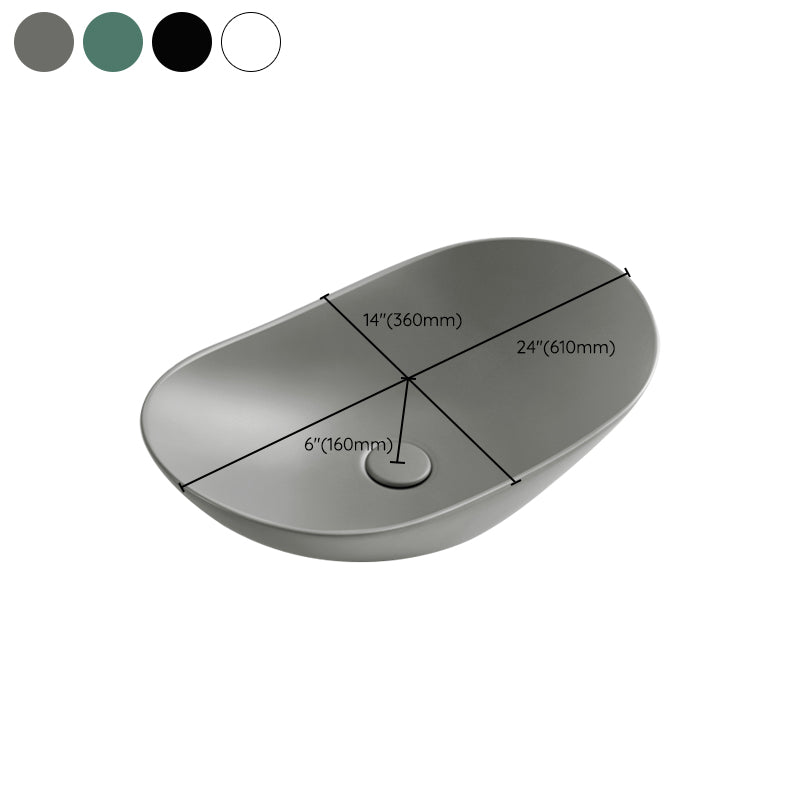 Modern Bathroom Sink Pop-Up Drain Porcelain Oval-Shape Vessel Bathroom Sink Clearhalo 'Bathroom Remodel & Bathroom Fixtures' 'Bathroom Sinks & Faucet Components' 'Bathroom Sinks' 'bathroom_sink' 'Home Improvement' 'home_improvement' 'home_improvement_bathroom_sink' 6311868