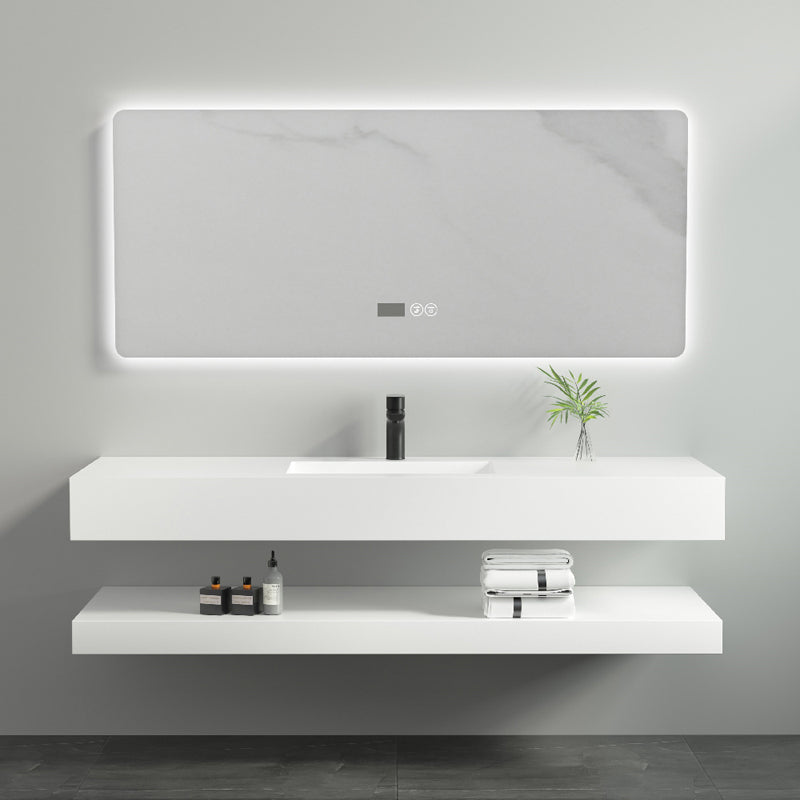 Contemporary Vanity Sink White Bathroom Vanity Cabinet with Mirror Clearhalo 'Bathroom Remodel & Bathroom Fixtures' 'Bathroom Vanities' 'bathroom_vanities' 'Home Improvement' 'home_improvement' 'home_improvement_bathroom_vanities' 6311903