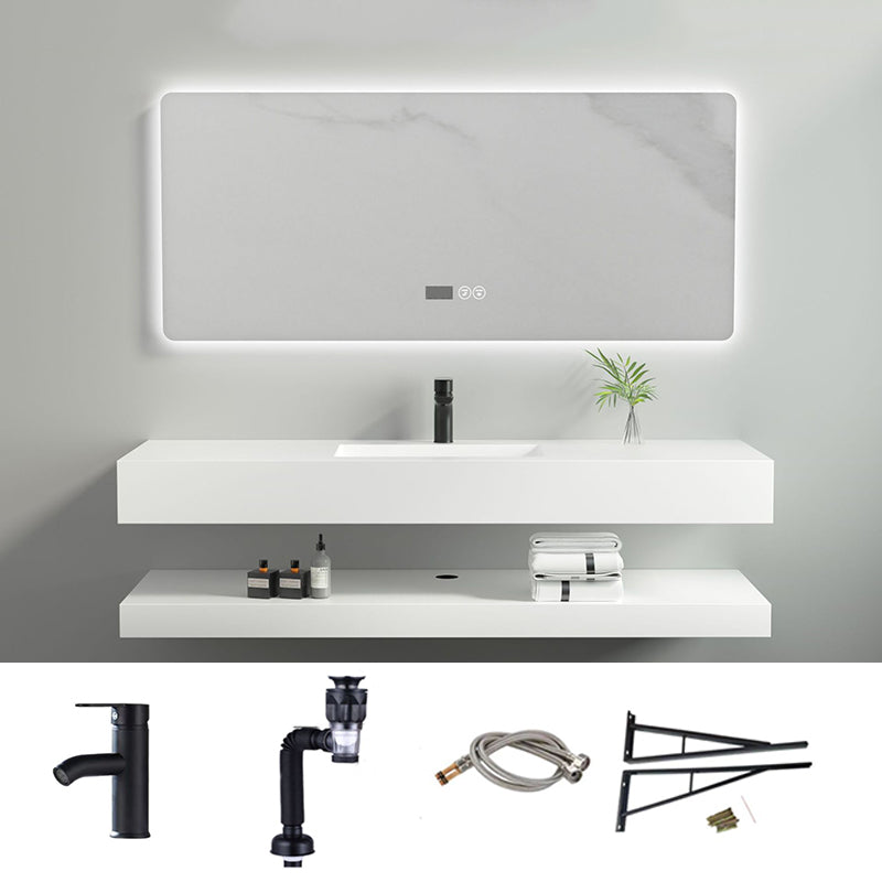 Contemporary Vanity Sink White Bathroom Vanity Cabinet with Mirror Vanity & Faucet & Mirrors Clearhalo 'Bathroom Remodel & Bathroom Fixtures' 'Bathroom Vanities' 'bathroom_vanities' 'Home Improvement' 'home_improvement' 'home_improvement_bathroom_vanities' 6311904