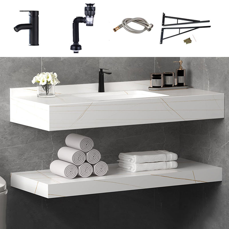 Contemporary Vanity Sink White Bathroom Vanity Cabinet with Mirror Vanity & Faucet Clearhalo 'Bathroom Remodel & Bathroom Fixtures' 'Bathroom Vanities' 'bathroom_vanities' 'Home Improvement' 'home_improvement' 'home_improvement_bathroom_vanities' 6311905