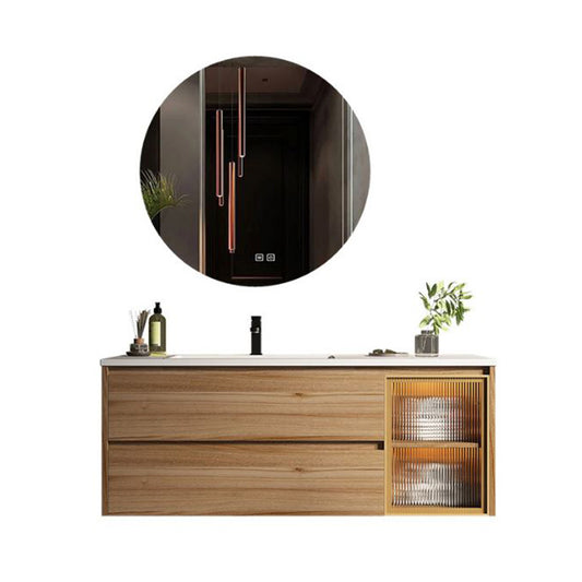 Modern Bathroom Sink Vanity Solid Color Vanity Cabinet with Mirror Clearhalo 'Bathroom Remodel & Bathroom Fixtures' 'Bathroom Vanities' 'bathroom_vanities' 'Home Improvement' 'home_improvement' 'home_improvement_bathroom_vanities' 6311933