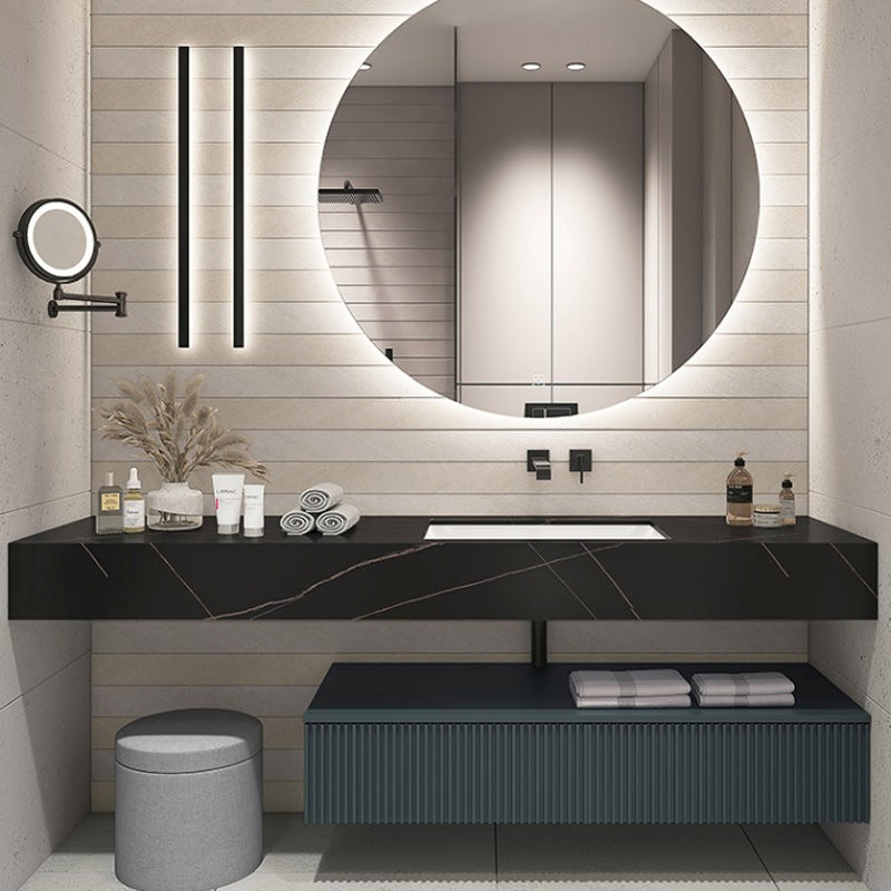 Modern Bathroom Vanity Stone with Faucet and Mirror Wall-Mounted Space Saver Vanity Vanity & Faucet & Mirrors Green Clearhalo 'Bathroom Remodel & Bathroom Fixtures' 'Bathroom Vanities' 'bathroom_vanities' 'Home Improvement' 'home_improvement' 'home_improvement_bathroom_vanities' 6311954