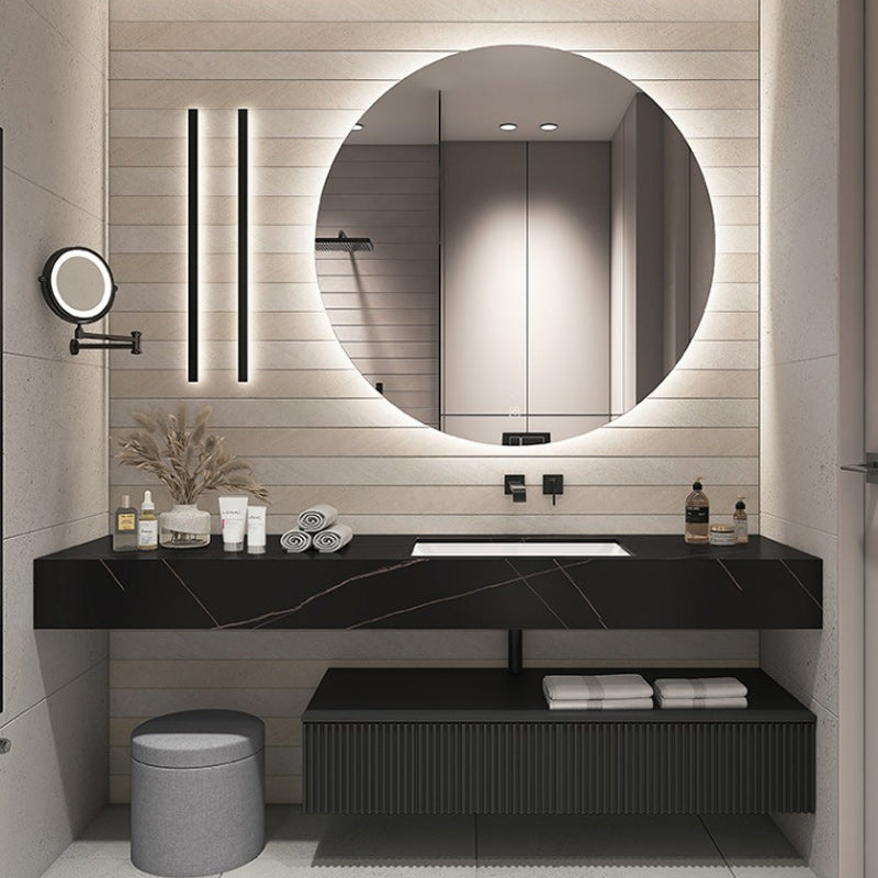 Modern Bathroom Vanity Stone with Faucet and Mirror Wall-Mounted Space Saver Vanity Clearhalo 'Bathroom Remodel & Bathroom Fixtures' 'Bathroom Vanities' 'bathroom_vanities' 'Home Improvement' 'home_improvement' 'home_improvement_bathroom_vanities' 6311955