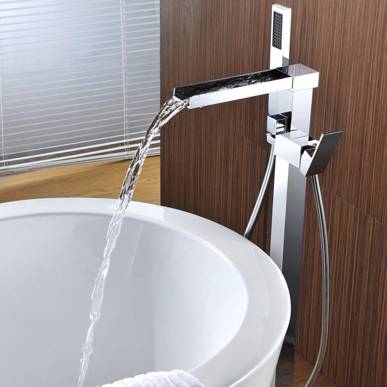 Modern Free Standing Tub Filler Faucet Copper Freestanding Tub Filler Trim Clearhalo 'Bathroom Remodel & Bathroom Fixtures' 'Bathtub Faucets' 'bathtub_faucets' 'Home Improvement' 'home_improvement' 'home_improvement_bathtub_faucets' 6312032