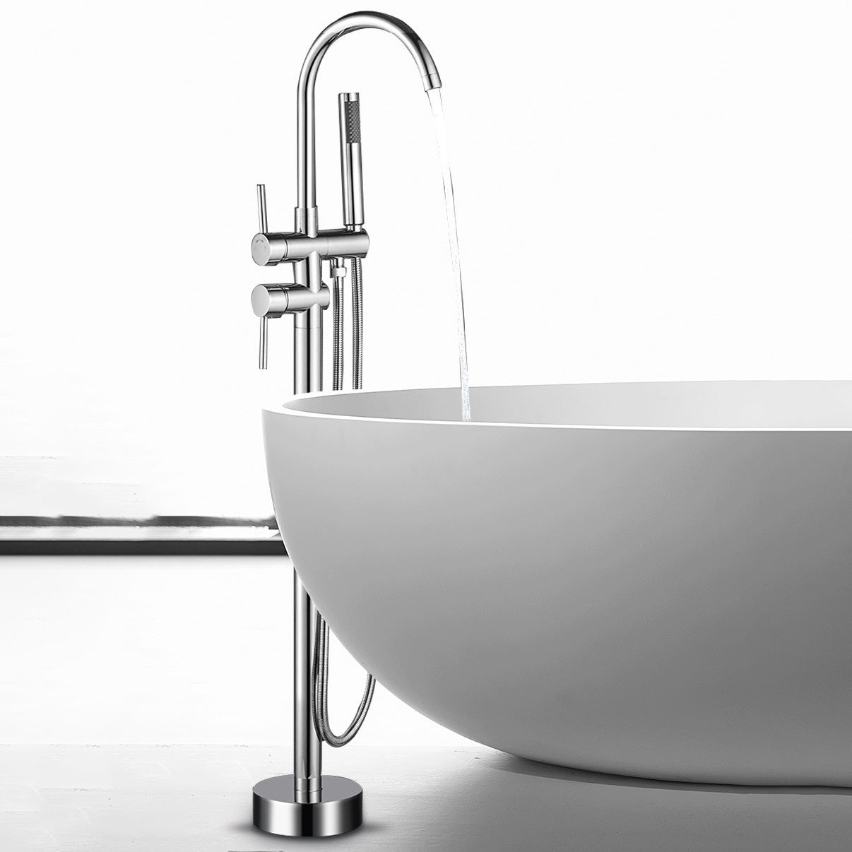 Modern Free Standing Tub Filler Faucet Copper Freestanding Tub Filler Trim Clearhalo 'Bathroom Remodel & Bathroom Fixtures' 'Bathtub Faucets' 'bathtub_faucets' 'Home Improvement' 'home_improvement' 'home_improvement_bathtub_faucets' 6312033