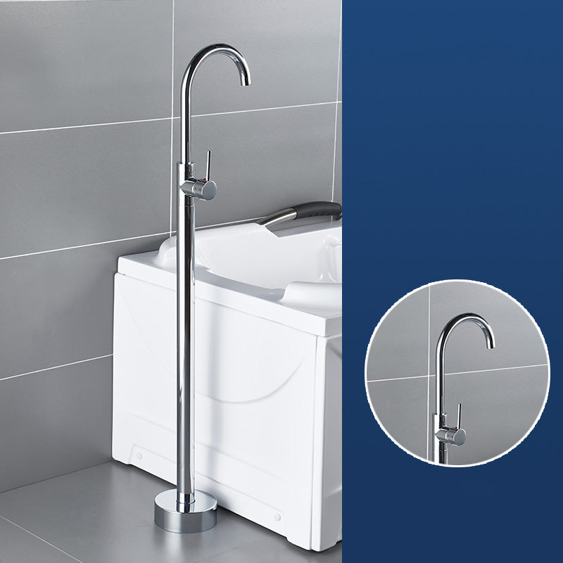 Modern Freestanding Tub Filler Trim Brass Floor Mounted Freestanding Bathtub Faucet Silver Hand Shower Not Included Ground Clearhalo 'Bathroom Remodel & Bathroom Fixtures' 'Bathtub Faucets' 'bathtub_faucets' 'Home Improvement' 'home_improvement' 'home_improvement_bathtub_faucets' 6312067