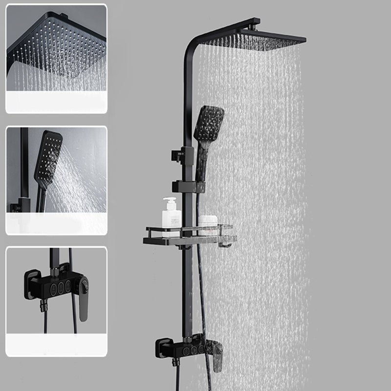 Modern Shower System Slide Bar Handheld Shower Head Wall Mounted Shower Set Black 3 Thermostatic Clearhalo 'Bathroom Remodel & Bathroom Fixtures' 'Home Improvement' 'home_improvement' 'home_improvement_shower_faucets' 'Shower Faucets & Systems' 'shower_faucets' 'Showers & Bathtubs Plumbing' 'Showers & Bathtubs' 6312099