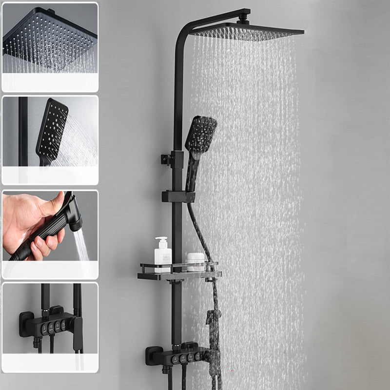 Modern Shower System Slide Bar Handheld Shower Head Wall Mounted Shower Set Black 4 Temperature Control Clearhalo 'Bathroom Remodel & Bathroom Fixtures' 'Home Improvement' 'home_improvement' 'home_improvement_shower_faucets' 'Shower Faucets & Systems' 'shower_faucets' 'Showers & Bathtubs Plumbing' 'Showers & Bathtubs' 6312102