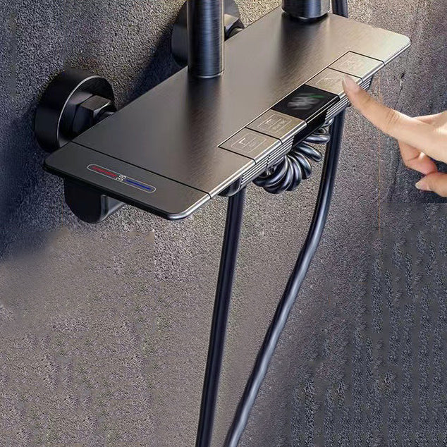 Wall Mounted Shower Arm Shower Faucet Adjustable Metal Shower System with Slide Bar Clearhalo 'Bathroom Remodel & Bathroom Fixtures' 'Home Improvement' 'home_improvement' 'home_improvement_shower_faucets' 'Shower Faucets & Systems' 'shower_faucets' 'Showers & Bathtubs Plumbing' 'Showers & Bathtubs' 6312192