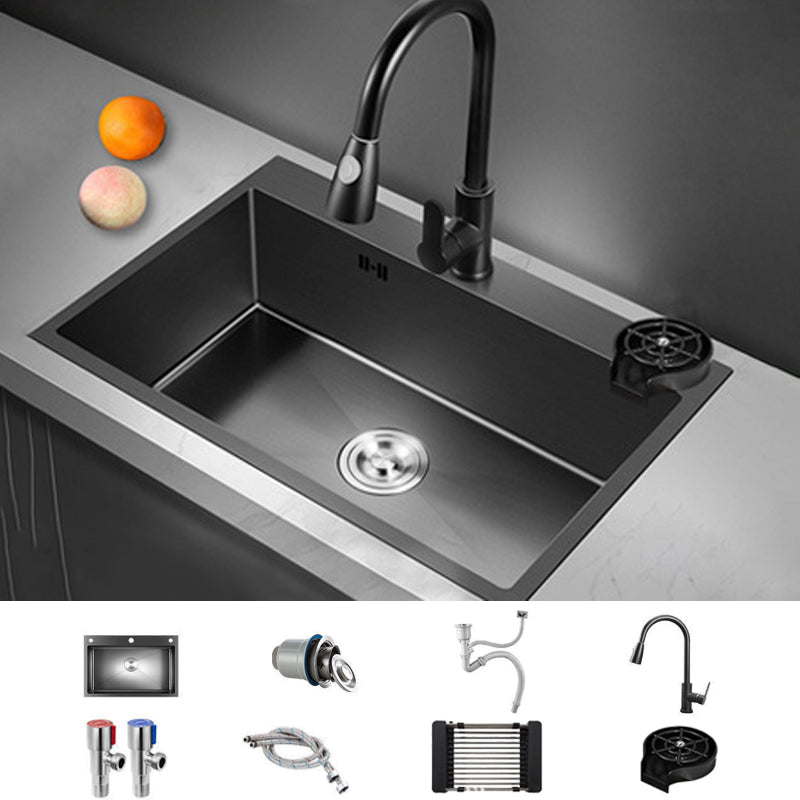 Contemporary Kitchen Sink Stainless Steel 2 Holes Drop-In Kitchen Sink Sink with Faucet 1 Clearhalo 'Home Improvement' 'home_improvement' 'home_improvement_kitchen_sinks' 'Kitchen Remodel & Kitchen Fixtures' 'Kitchen Sinks & Faucet Components' 'Kitchen Sinks' 'kitchen_sinks' 6312504