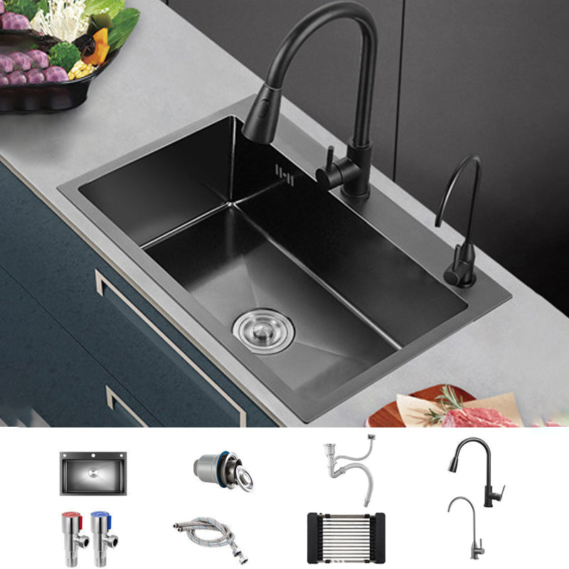 Contemporary Kitchen Sink Stainless Steel 2 Holes Drop-In Kitchen Sink Sink with Faucet 2 Clearhalo 'Home Improvement' 'home_improvement' 'home_improvement_kitchen_sinks' 'Kitchen Remodel & Kitchen Fixtures' 'Kitchen Sinks & Faucet Components' 'Kitchen Sinks' 'kitchen_sinks' 6312505