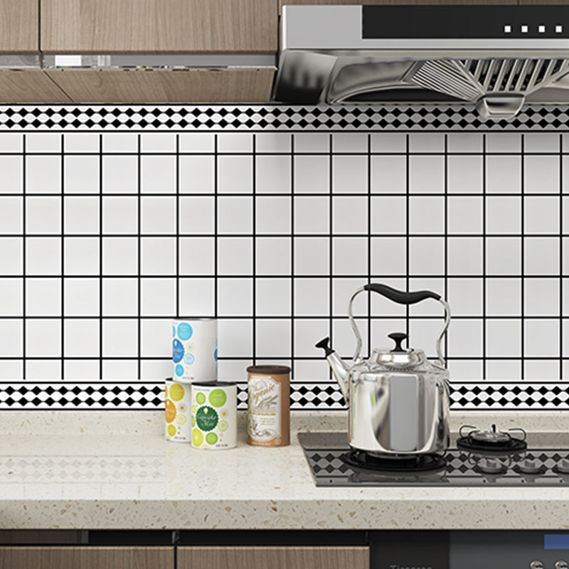 Square Mosaic Tile Plastic Peel and Stick Tile for Kitchen and Bathroom White-Black Clearhalo 'Flooring 'Home Improvement' 'home_improvement' 'home_improvement_peel_stick_blacksplash' 'Peel & Stick Backsplash Tile' 'peel_stick_blacksplash' 'Walls & Ceilings' Walls and Ceiling' 6312990