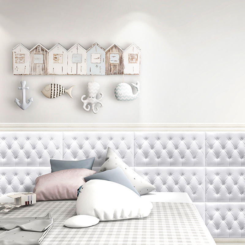 Upholstered Wall Panel Modern Minimalist Home Living Room Bedroom Wall Plate (4-pack) White 40-Piece Set Clearhalo 'Flooring 'Home Improvement' 'home_improvement' 'home_improvement_wall_paneling' 'Wall Paneling' 'wall_paneling' 'Walls & Ceilings' Walls and Ceiling' 6314295
