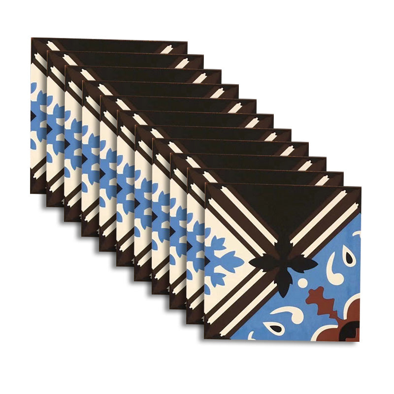 Square 11.81"x11.81" Ceramic Tile Spanish/Moroccan Singular Tile Black White Blue Clearhalo 'Floor Tiles & Wall Tiles' 'floor_tiles_wall_tiles' 'Flooring 'Home Improvement' 'home_improvement' 'home_improvement_floor_tiles_wall_tiles' Walls and Ceiling' 6314338