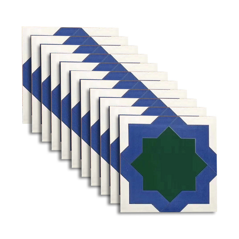 Square 11.81"x11.81" Ceramic Tile Spanish/Moroccan Singular Tile White Blue Green Clearhalo 'Floor Tiles & Wall Tiles' 'floor_tiles_wall_tiles' 'Flooring 'Home Improvement' 'home_improvement' 'home_improvement_floor_tiles_wall_tiles' Walls and Ceiling' 6314342