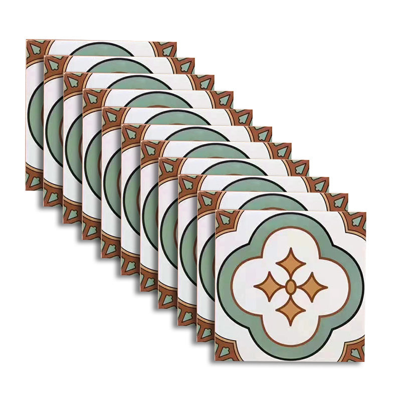 Square 11.81"x11.81" Ceramic Tile Spanish/Moroccan Singular Tile Yellow Green White Clearhalo 'Floor Tiles & Wall Tiles' 'floor_tiles_wall_tiles' 'Flooring 'Home Improvement' 'home_improvement' 'home_improvement_floor_tiles_wall_tiles' Walls and Ceiling' 6314355