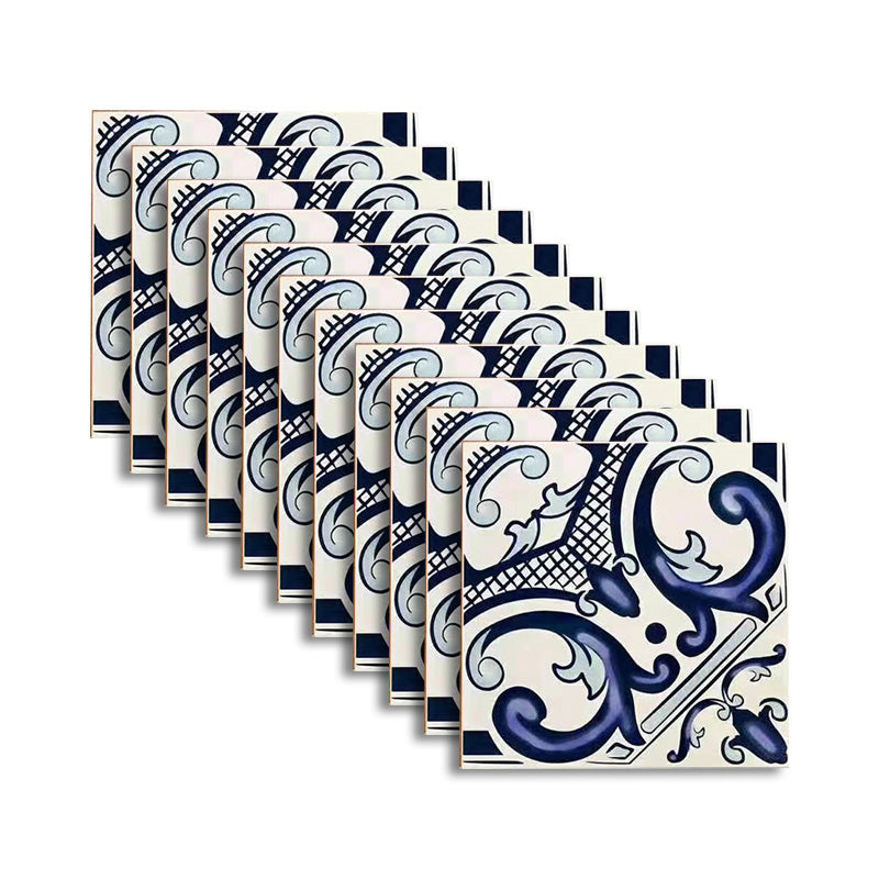 Square 11.81"x11.81" Ceramic Tile Spanish/Moroccan Singular Tile Purple White Clearhalo 'Floor Tiles & Wall Tiles' 'floor_tiles_wall_tiles' 'Flooring 'Home Improvement' 'home_improvement' 'home_improvement_floor_tiles_wall_tiles' Walls and Ceiling' 6314357