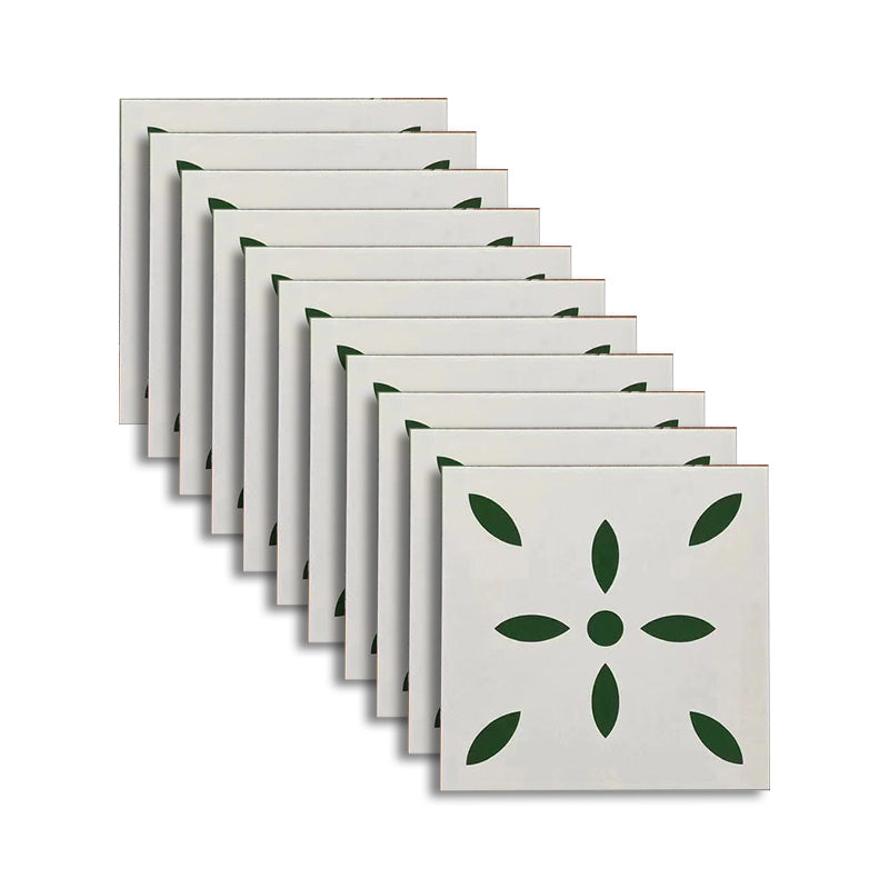 Square 11.81"x11.81" Ceramic Tile Spanish/Moroccan Singular Tile White Green Clearhalo 'Floor Tiles & Wall Tiles' 'floor_tiles_wall_tiles' 'Flooring 'Home Improvement' 'home_improvement' 'home_improvement_floor_tiles_wall_tiles' Walls and Ceiling' 6314363