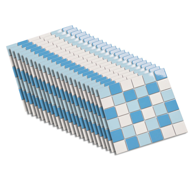 Square Ceramic Tile Brick Look Mosaic Tile for Pool and Bathroom Use White-Blue Clearhalo 'Floor Tiles & Wall Tiles' 'floor_tiles_wall_tiles' 'Flooring 'Home Improvement' 'home_improvement' 'home_improvement_floor_tiles_wall_tiles' Walls and Ceiling' 6316374