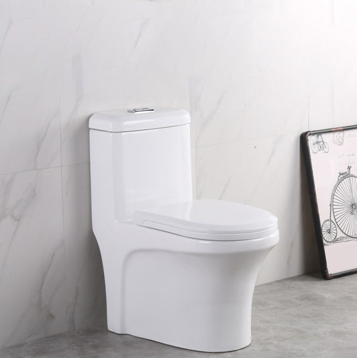 Modern Elongated Toilet Bowl White Flush Toilet with Seat for Bathroom Plastic 8" Clearhalo 'Bathroom Remodel & Bathroom Fixtures' 'Home Improvement' 'home_improvement' 'home_improvement_toilets' 'Toilets & Bidets' 'Toilets' 6320299