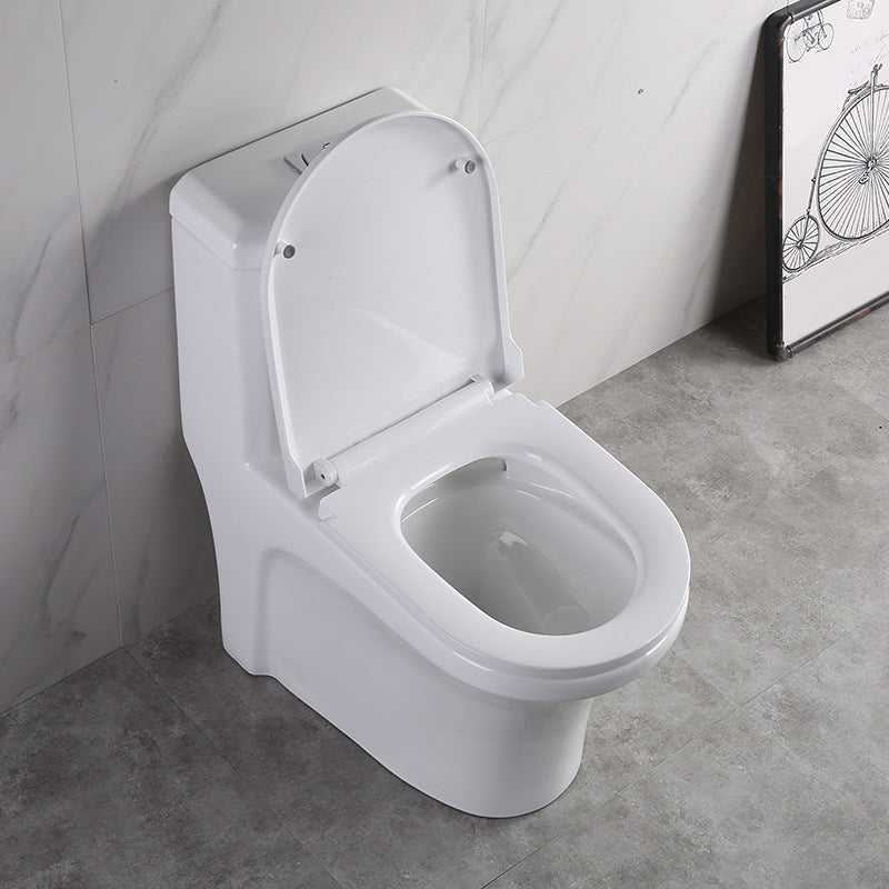 Modern Elongated Toilet Bowl White Flush Toilet with Seat for Bathroom Plastic 12" Clearhalo 'Bathroom Remodel & Bathroom Fixtures' 'Home Improvement' 'home_improvement' 'home_improvement_toilets' 'Toilets & Bidets' 'Toilets' 6320301