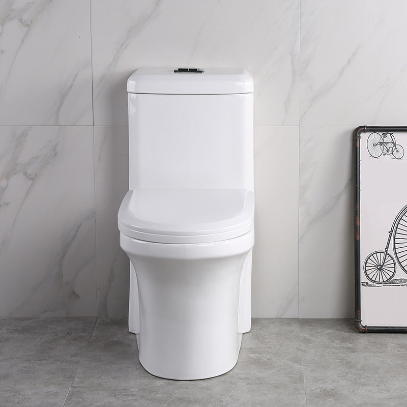 Modern Elongated Toilet Bowl White Flush Toilet with Seat for Bathroom Plastic 16" Clearhalo 'Bathroom Remodel & Bathroom Fixtures' 'Home Improvement' 'home_improvement' 'home_improvement_toilets' 'Toilets & Bidets' 'Toilets' 6320302