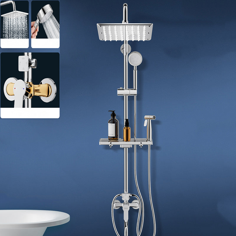 Modern Shower System Handle Lever Wall Mounted Copper Shower System Square 4 Clearhalo 'Bathroom Remodel & Bathroom Fixtures' 'Home Improvement' 'home_improvement' 'home_improvement_shower_faucets' 'Shower Faucets & Systems' 'shower_faucets' 'Showers & Bathtubs Plumbing' 'Showers & Bathtubs' 6321110