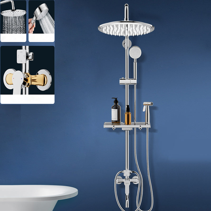 Modern Shower System Handle Lever Wall Mounted Copper Shower System Round 4 Clearhalo 'Bathroom Remodel & Bathroom Fixtures' 'Home Improvement' 'home_improvement' 'home_improvement_shower_faucets' 'Shower Faucets & Systems' 'shower_faucets' 'Showers & Bathtubs Plumbing' 'Showers & Bathtubs' 6321114