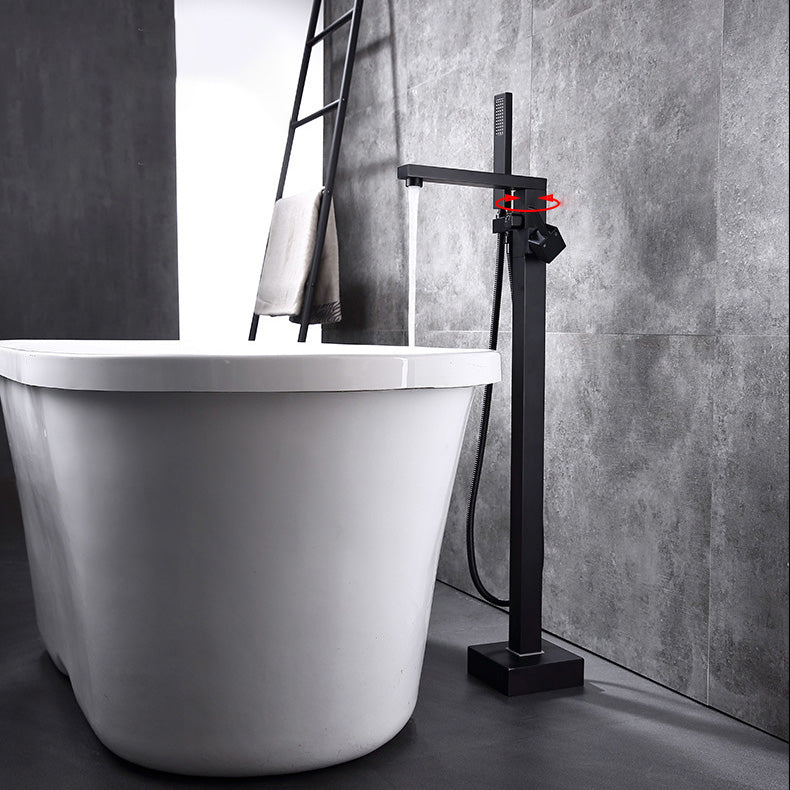 Modern Freestanding Tub Filler Trim Copper Floor Mounted Freestanding Bathtub Faucet Clearhalo 'Bathroom Remodel & Bathroom Fixtures' 'Bathtub Faucets' 'bathtub_faucets' 'Home Improvement' 'home_improvement' 'home_improvement_bathtub_faucets' 6321164