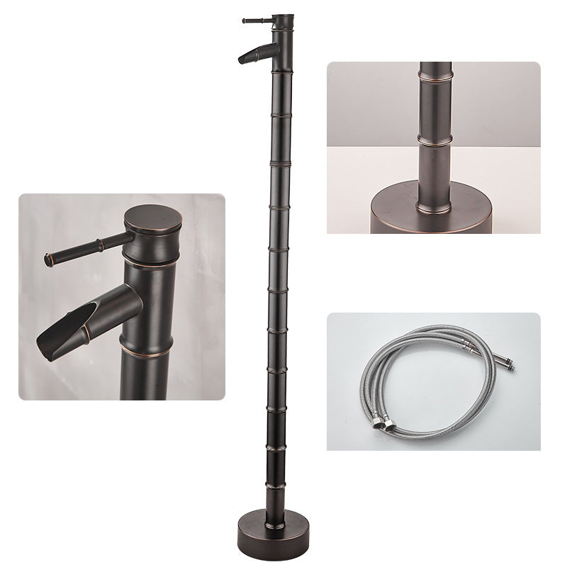 Modern Freestanding Bathtub Faucet Brass Floor Mount Free Standing Tub Filler Faucet Black Bevel Ground Clearhalo 'Bathroom Remodel & Bathroom Fixtures' 'Bathtub Faucets' 'bathtub_faucets' 'Home Improvement' 'home_improvement' 'home_improvement_bathtub_faucets' 6321203