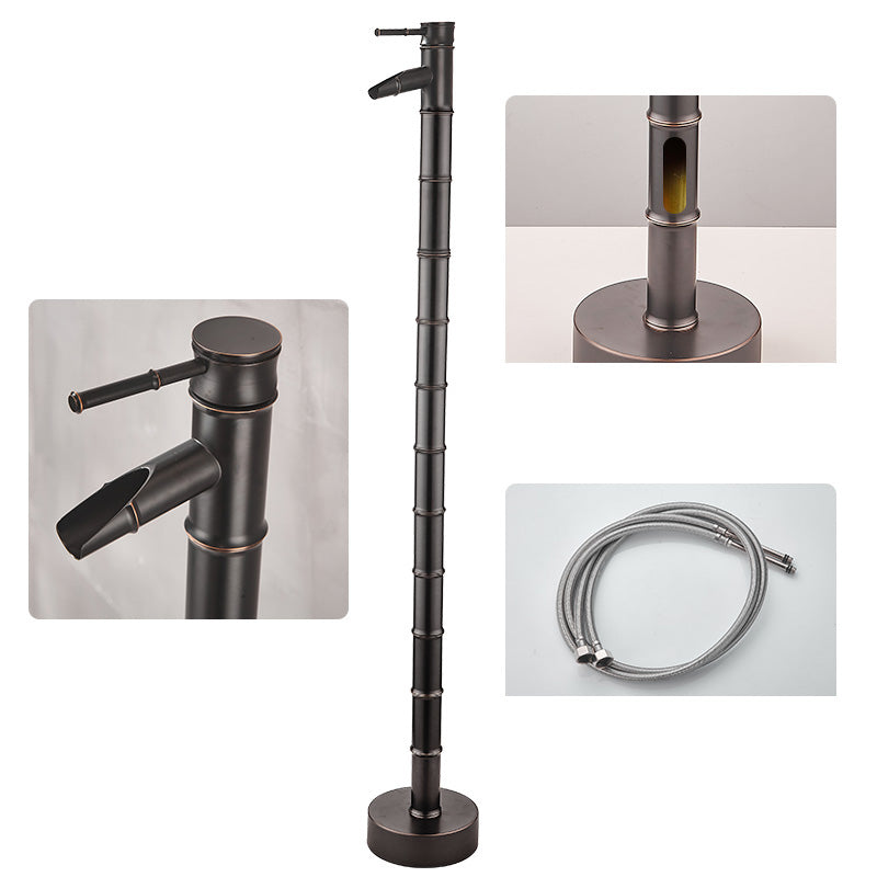 Modern Freestanding Bathtub Faucet Brass Floor Mount Free Standing Tub Filler Faucet Black Bevel Wall Clearhalo 'Bathroom Remodel & Bathroom Fixtures' 'Bathtub Faucets' 'bathtub_faucets' 'Home Improvement' 'home_improvement' 'home_improvement_bathtub_faucets' 6321205