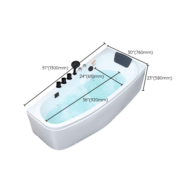 Corner Acrylic Bathroom Bath Tub Modern Back to Wall Soaking Tub Clearhalo 'Bathroom Remodel & Bathroom Fixtures' 'Bathtubs' 'Home Improvement' 'home_improvement' 'home_improvement_bathtubs' 'Showers & Bathtubs' 6323254
