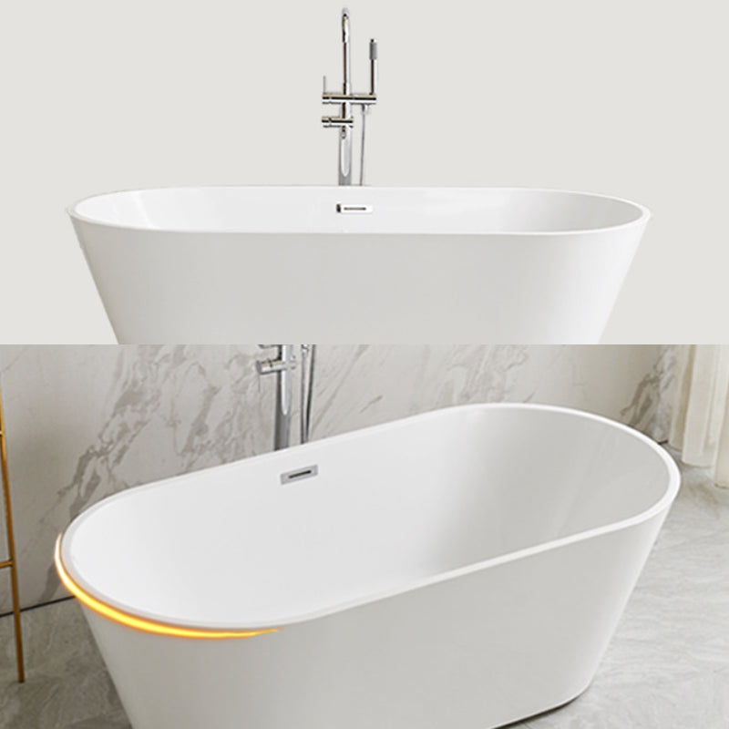 Modern Ellipse Acrylic Bathtub Back to Wall with Drain Bath Tub Clearhalo 'Bathroom Remodel & Bathroom Fixtures' 'Bathtubs' 'Home Improvement' 'home_improvement' 'home_improvement_bathtubs' 'Showers & Bathtubs' 6323294
