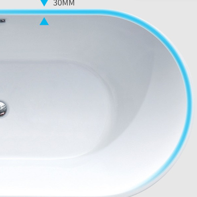 Modern Ellipse Acrylic Bathtub Back to Wall with Drain Bath Tub Clearhalo 'Bathroom Remodel & Bathroom Fixtures' 'Bathtubs' 'Home Improvement' 'home_improvement' 'home_improvement_bathtubs' 'Showers & Bathtubs' 6323295