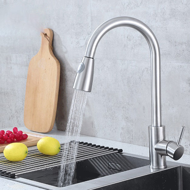 Modern Bridge Kitchen Faucet 304 Stainless Steel Pull Out Faucet Swivel Spout Pot Filler Clearhalo 'Home Improvement' 'home_improvement' 'home_improvement_kitchen_faucets' 'Kitchen Faucets' 'Kitchen Remodel & Kitchen Fixtures' 'Kitchen Sinks & Faucet Components' 'kitchen_faucets' 6327570