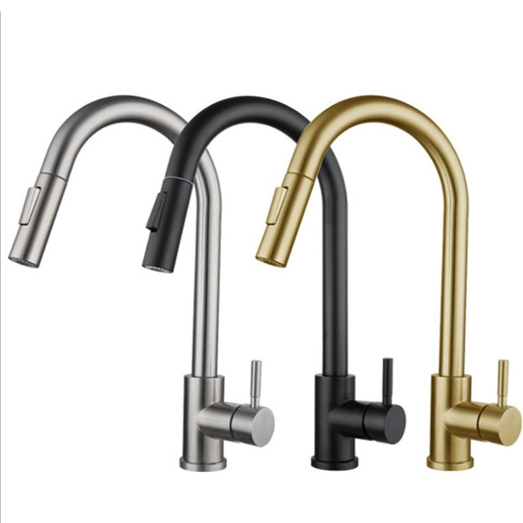 Modern Bridge Kitchen Faucet 304 Stainless Steel Pull Out Faucet Swivel Spout Pot Filler Clearhalo 'Home Improvement' 'home_improvement' 'home_improvement_kitchen_faucets' 'Kitchen Faucets' 'Kitchen Remodel & Kitchen Fixtures' 'Kitchen Sinks & Faucet Components' 'kitchen_faucets' 6327572