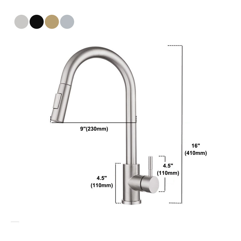 Modern Bridge Kitchen Faucet 304 Stainless Steel Pull Out Faucet Swivel Spout Pot Filler Clearhalo 'Home Improvement' 'home_improvement' 'home_improvement_kitchen_faucets' 'Kitchen Faucets' 'Kitchen Remodel & Kitchen Fixtures' 'Kitchen Sinks & Faucet Components' 'kitchen_faucets' 6327576