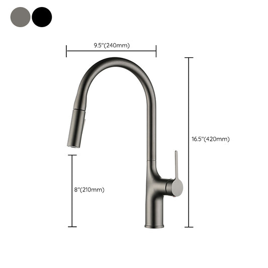Modern Style Kitchen Faucet Copper Single Handle High Arc Kitchen Faucet Clearhalo 'Home Improvement' 'home_improvement' 'home_improvement_kitchen_faucets' 'Kitchen Faucets' 'Kitchen Remodel & Kitchen Fixtures' 'Kitchen Sinks & Faucet Components' 'kitchen_faucets' 6327593