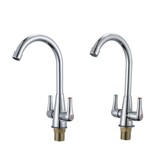 Modern Kitchen Faucet Brass High Arch with Handles and Supply Lines Bridge Faucet Clearhalo 'Home Improvement' 'home_improvement' 'home_improvement_kitchen_faucets' 'Kitchen Faucets' 'Kitchen Remodel & Kitchen Fixtures' 'Kitchen Sinks & Faucet Components' 'kitchen_faucets' 6327603