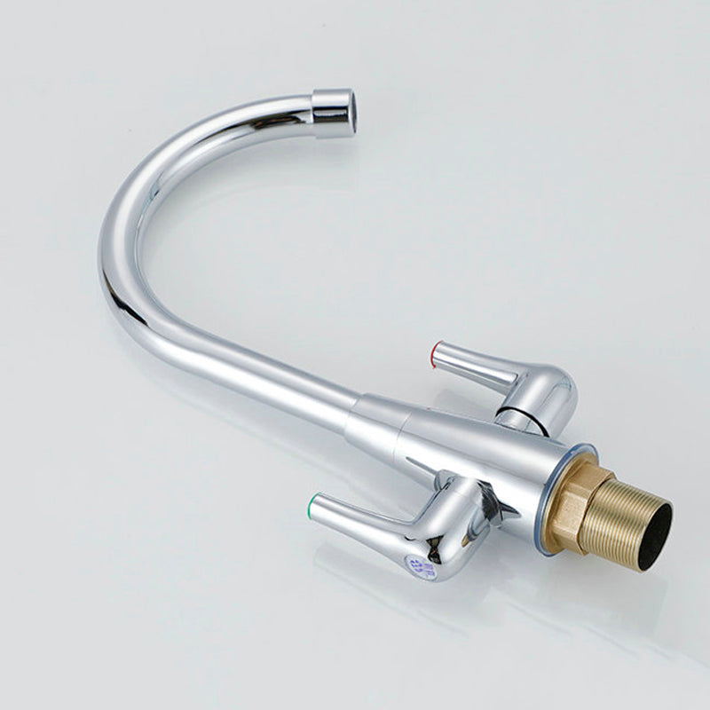 Modern Kitchen Faucet Brass High Arch with Handles and Supply Lines Bridge Faucet Clearhalo 'Home Improvement' 'home_improvement' 'home_improvement_kitchen_faucets' 'Kitchen Faucets' 'Kitchen Remodel & Kitchen Fixtures' 'Kitchen Sinks & Faucet Components' 'kitchen_faucets' 6327606