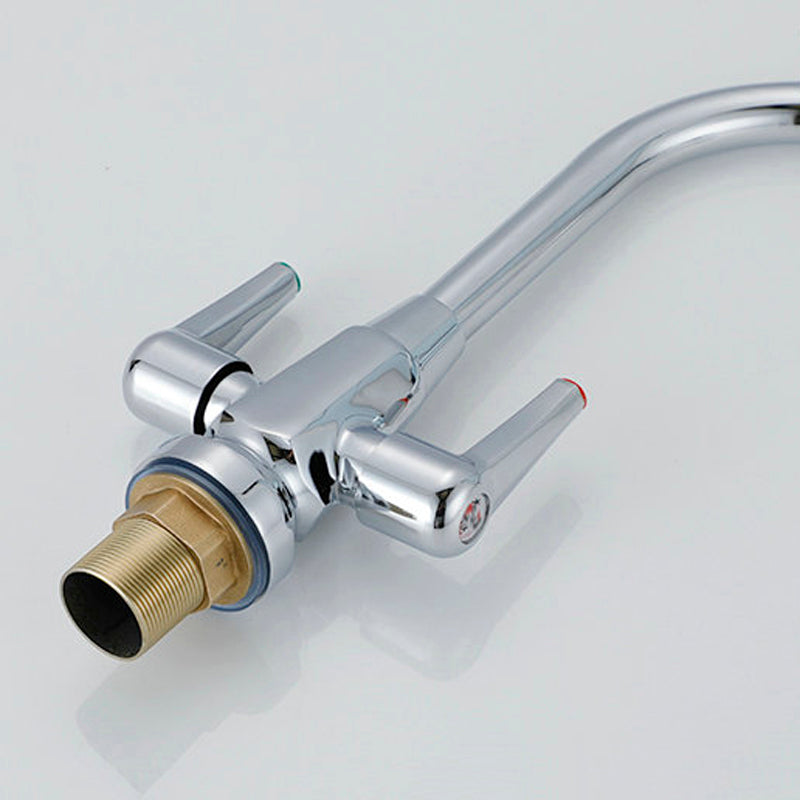 Modern Kitchen Faucet Brass High Arch with Handles and Supply Lines Bridge Faucet Clearhalo 'Home Improvement' 'home_improvement' 'home_improvement_kitchen_faucets' 'Kitchen Faucets' 'Kitchen Remodel & Kitchen Fixtures' 'Kitchen Sinks & Faucet Components' 'kitchen_faucets' 6327607