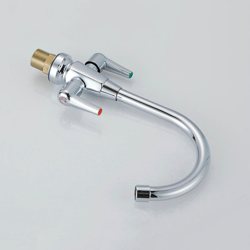 Modern Kitchen Faucet Brass High Arch with Handles and Supply Lines Bridge Faucet Clearhalo 'Home Improvement' 'home_improvement' 'home_improvement_kitchen_faucets' 'Kitchen Faucets' 'Kitchen Remodel & Kitchen Fixtures' 'Kitchen Sinks & Faucet Components' 'kitchen_faucets' 6327608