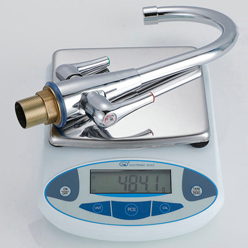 Modern Kitchen Faucet Brass High Arch with Handles and Supply Lines Bridge Faucet Clearhalo 'Home Improvement' 'home_improvement' 'home_improvement_kitchen_faucets' 'Kitchen Faucets' 'Kitchen Remodel & Kitchen Fixtures' 'Kitchen Sinks & Faucet Components' 'kitchen_faucets' 6327611