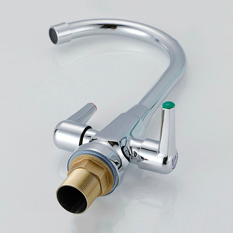 Modern Kitchen Faucet Brass High Arch with Handles and Supply Lines Bridge Faucet Clearhalo 'Home Improvement' 'home_improvement' 'home_improvement_kitchen_faucets' 'Kitchen Faucets' 'Kitchen Remodel & Kitchen Fixtures' 'Kitchen Sinks & Faucet Components' 'kitchen_faucets' 6327613