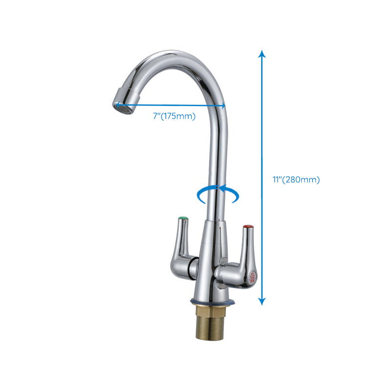 Modern Kitchen Faucet Brass High Arch with Handles and Supply Lines Bridge Faucet Clearhalo 'Home Improvement' 'home_improvement' 'home_improvement_kitchen_faucets' 'Kitchen Faucets' 'Kitchen Remodel & Kitchen Fixtures' 'Kitchen Sinks & Faucet Components' 'kitchen_faucets' 6327615