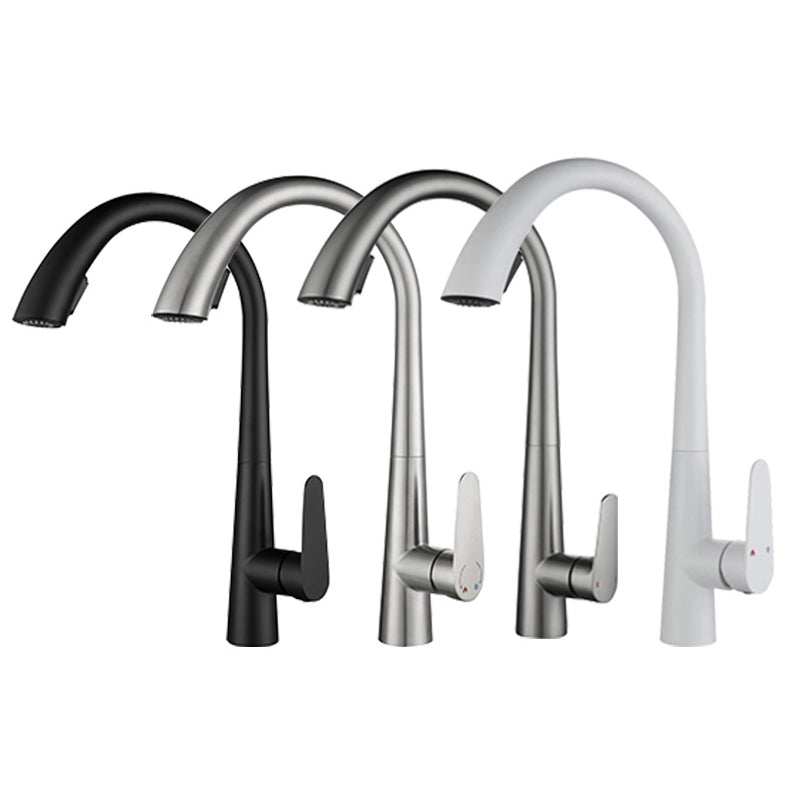Modern Style Kitchen Faucet 304 Stainless Steel Single Handle Gooseneck Kitchen Faucet Clearhalo 'Home Improvement' 'home_improvement' 'home_improvement_kitchen_faucets' 'Kitchen Faucets' 'Kitchen Remodel & Kitchen Fixtures' 'Kitchen Sinks & Faucet Components' 'kitchen_faucets' 6327621