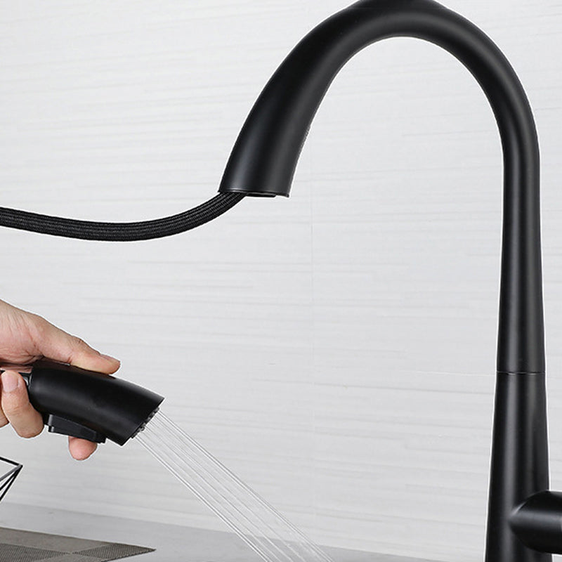 Modern Style Kitchen Faucet 304 Stainless Steel Single Handle Gooseneck Kitchen Faucet Clearhalo 'Home Improvement' 'home_improvement' 'home_improvement_kitchen_faucets' 'Kitchen Faucets' 'Kitchen Remodel & Kitchen Fixtures' 'Kitchen Sinks & Faucet Components' 'kitchen_faucets' 6327625